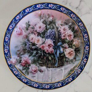 1992 W L George ROSES Lena Liu's Basket Bouquets Plate 1st Issue 8.25"